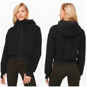 Lululemon Short Sweet and Sherpa Jacket Heathered Core Black Size XS Reversible